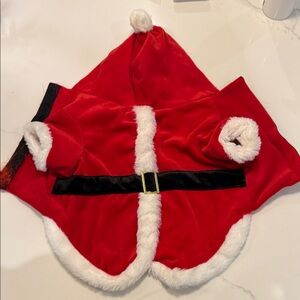 Red Santa Pet Costume with White Trim